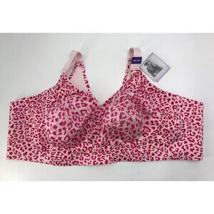 Catherines Wireless Back Smoothing Bra Animal Print Pink 54DD NEW